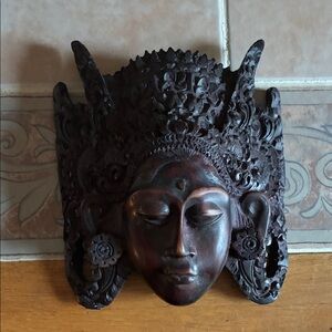 Intricately Carved Balinese Wooden Mask